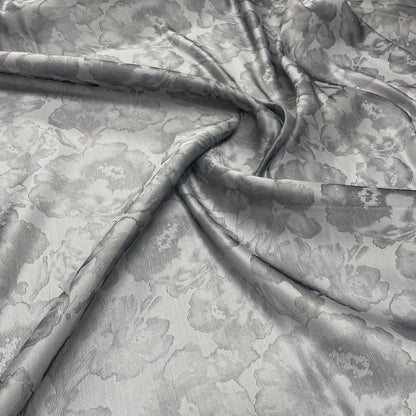 Organza Fil Coupé - Pearl Grey Floral