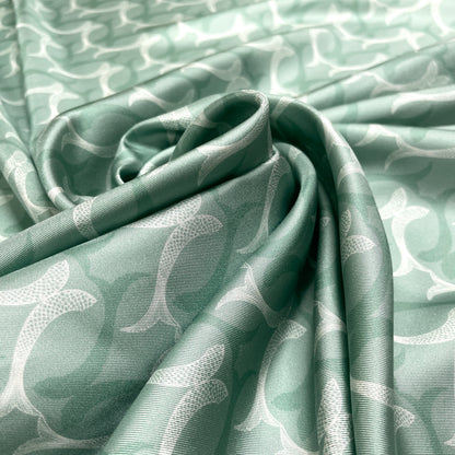 Twill di Seta Verde Acqua Fantasia