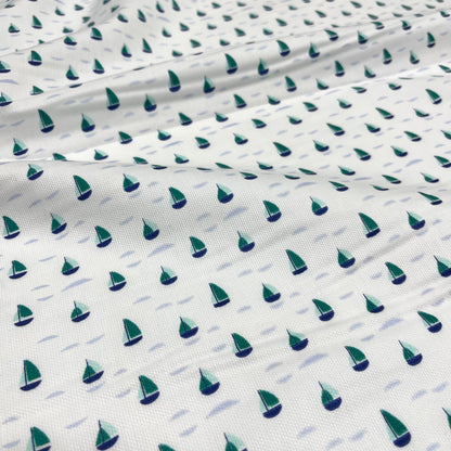 Piqué di Cotone – Fantasia Barchette Verde