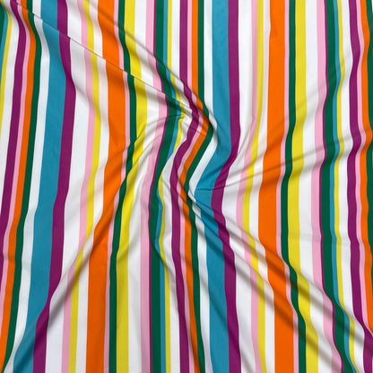Popeline di Cotone Righe Multicolor