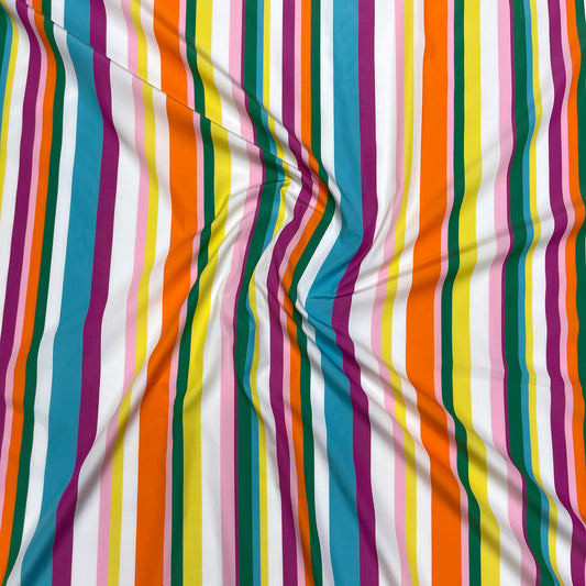 Popeline di Cotone Righe Multicolor