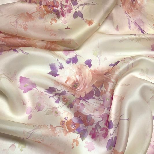 Organza di Seta - Floreale Arancione Chiaro