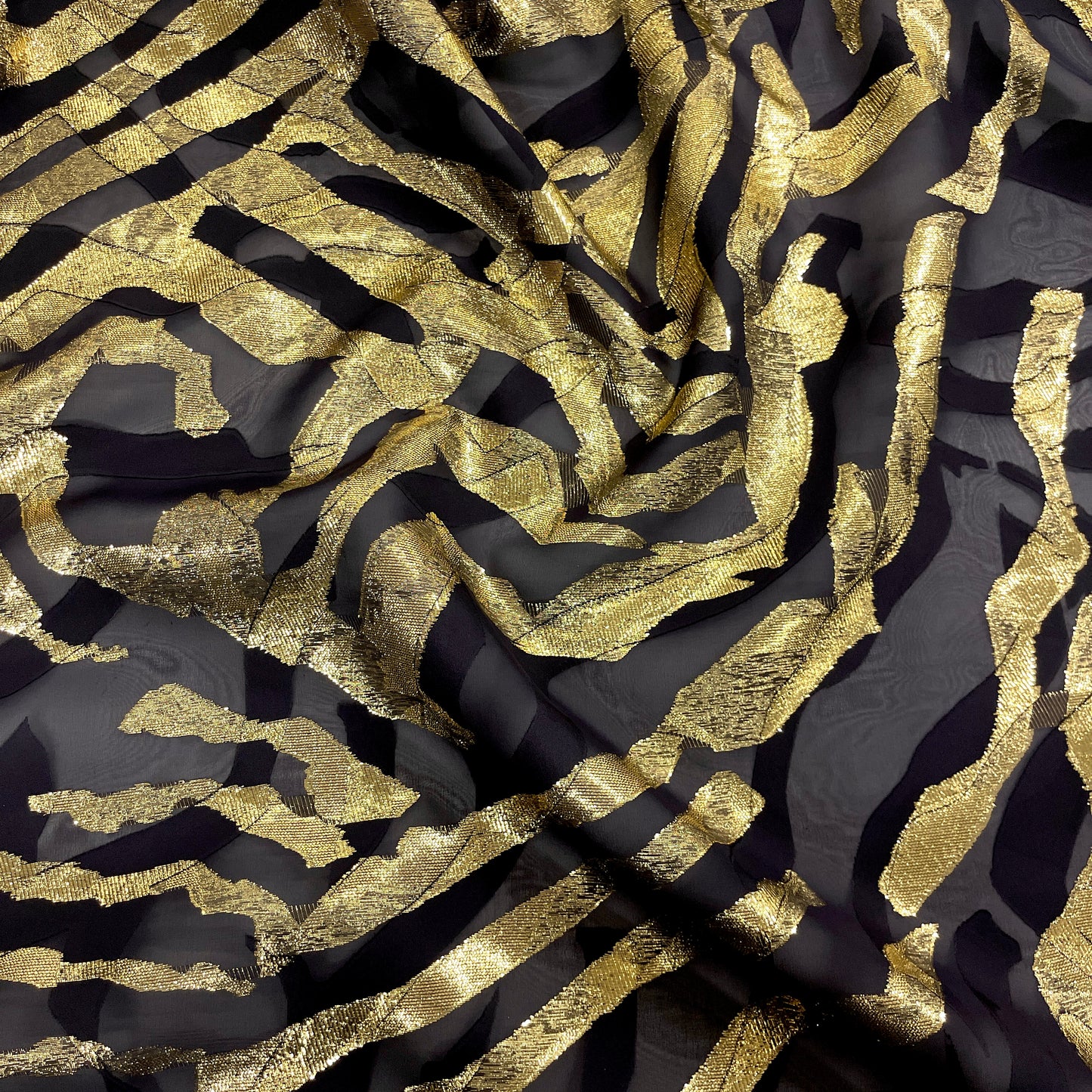 Lame Devoré Organza - Black Gold