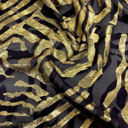 Lame Devoré Organza - Black Gold