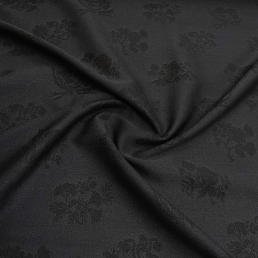 Lana Vergine Seta e Cashmere Jacquard Felpato  – Nero (Peso Medio)