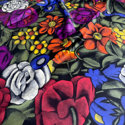 Raso di Seta Floreale Multicolor – 1,40 × 1,40 m