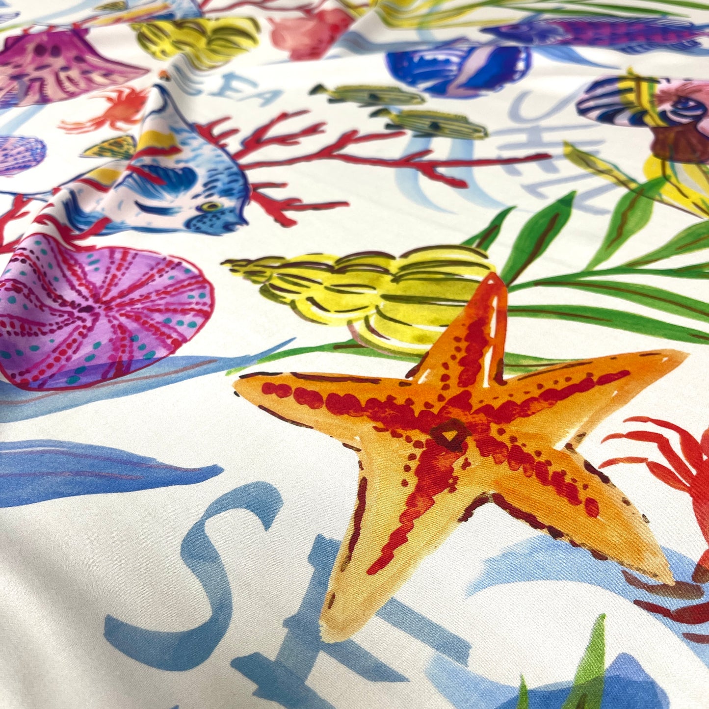 Satin di Viscosa - Fantasia Marina Multicolor