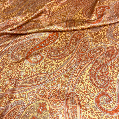 Twill di Seta Paisley Beige e Ruggine – 2,90 × 1,40 m