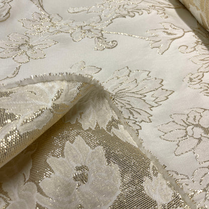 Shimmering Floral Jacquard – White Gold