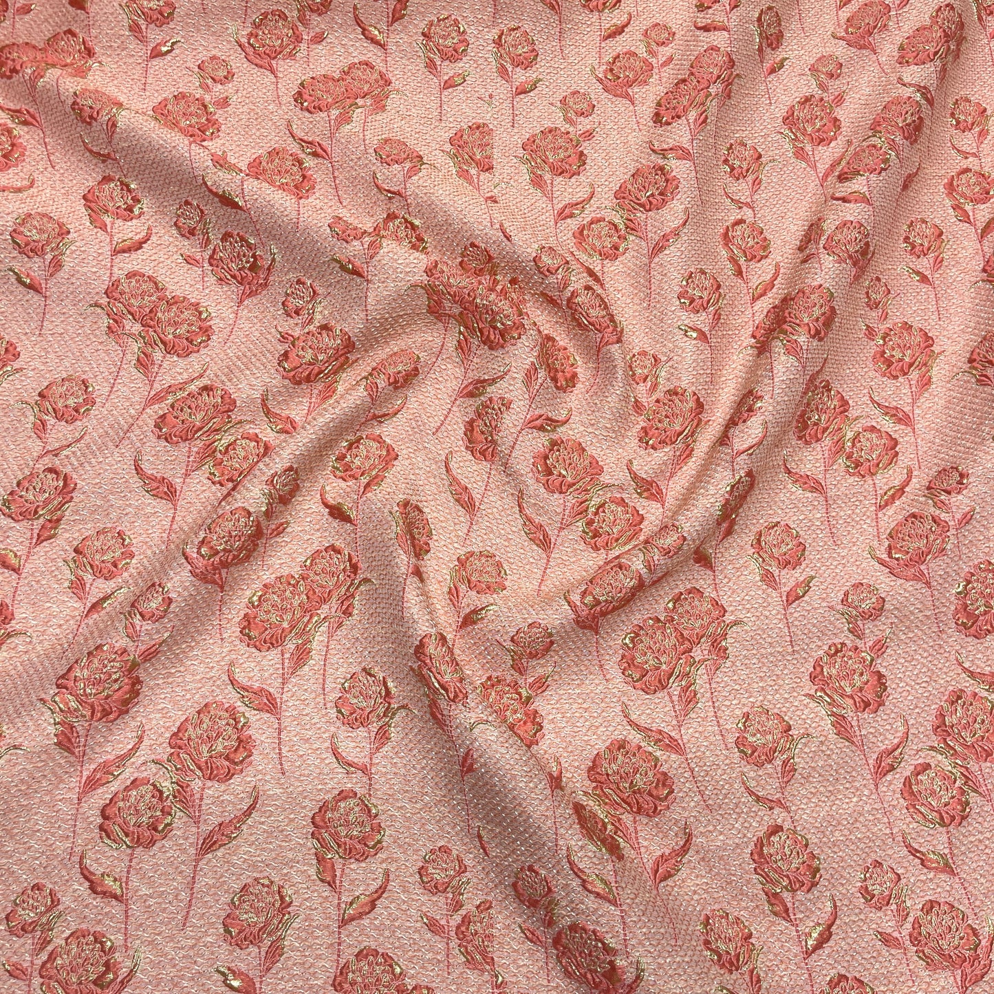Floral Jacquard Silk – Pink and Gold