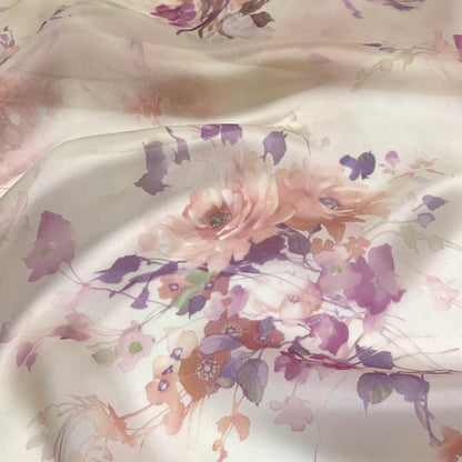 Silk Organza - Light Orange Floral