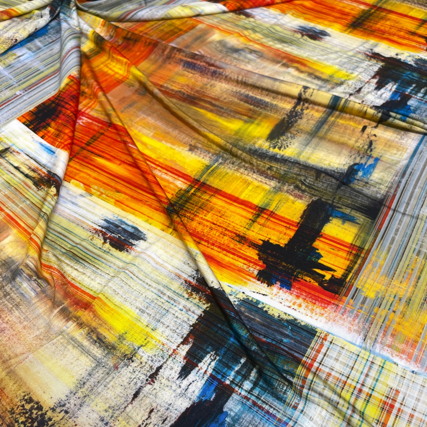 Jersey di Viscosa Fantasia Astratta Multicolor