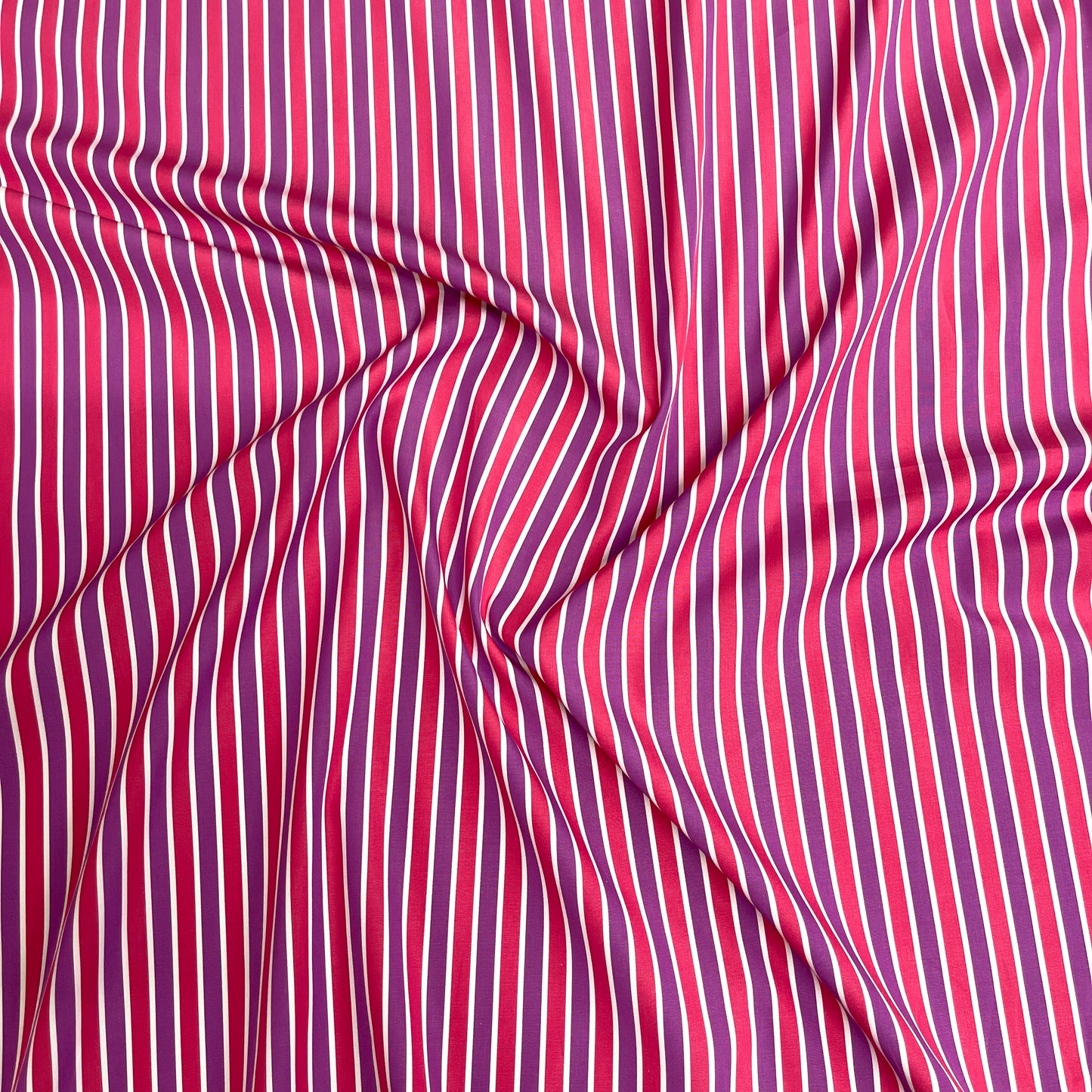 Cotone a Righe Fucsia, Lilla e Bianco