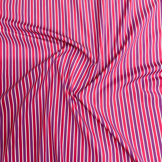 Cotone a Righe Fucsia, Lilla e Bianco