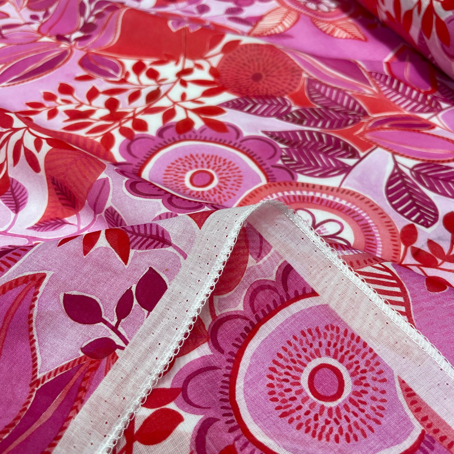 Cotone Leggero Floreale Rosa