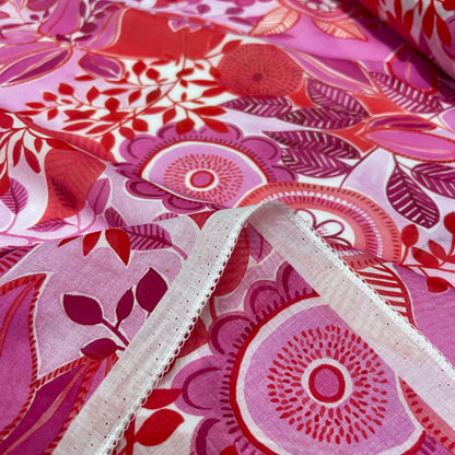 Cotone Leggero Floreale Rosa