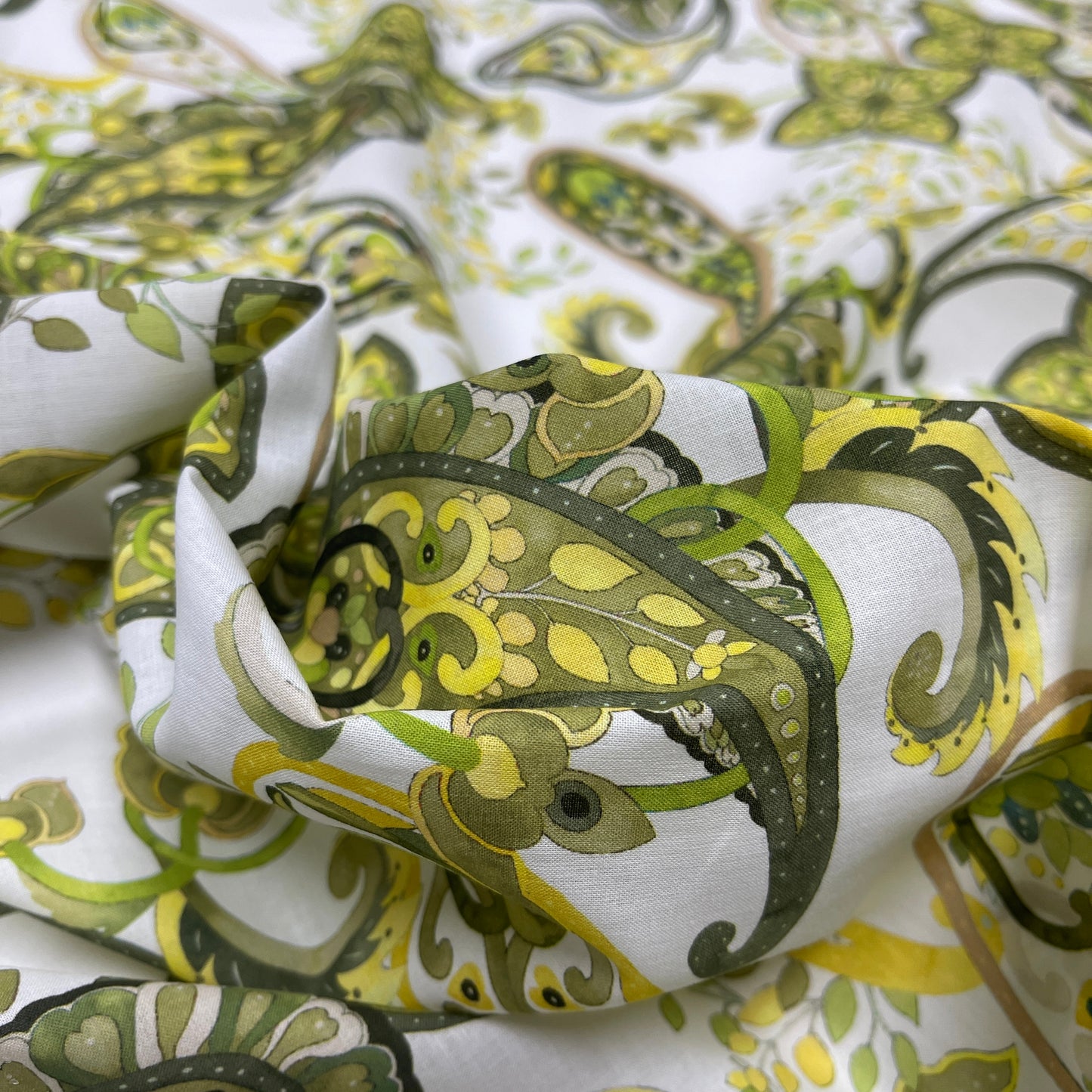 Cotone Leggero Paisley Verde