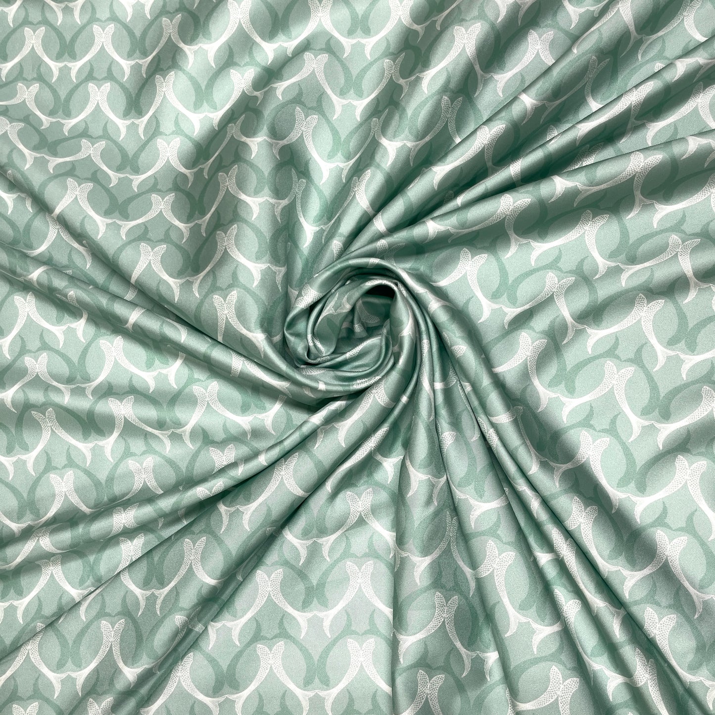 Twill di Seta Verde Acqua Fantasia