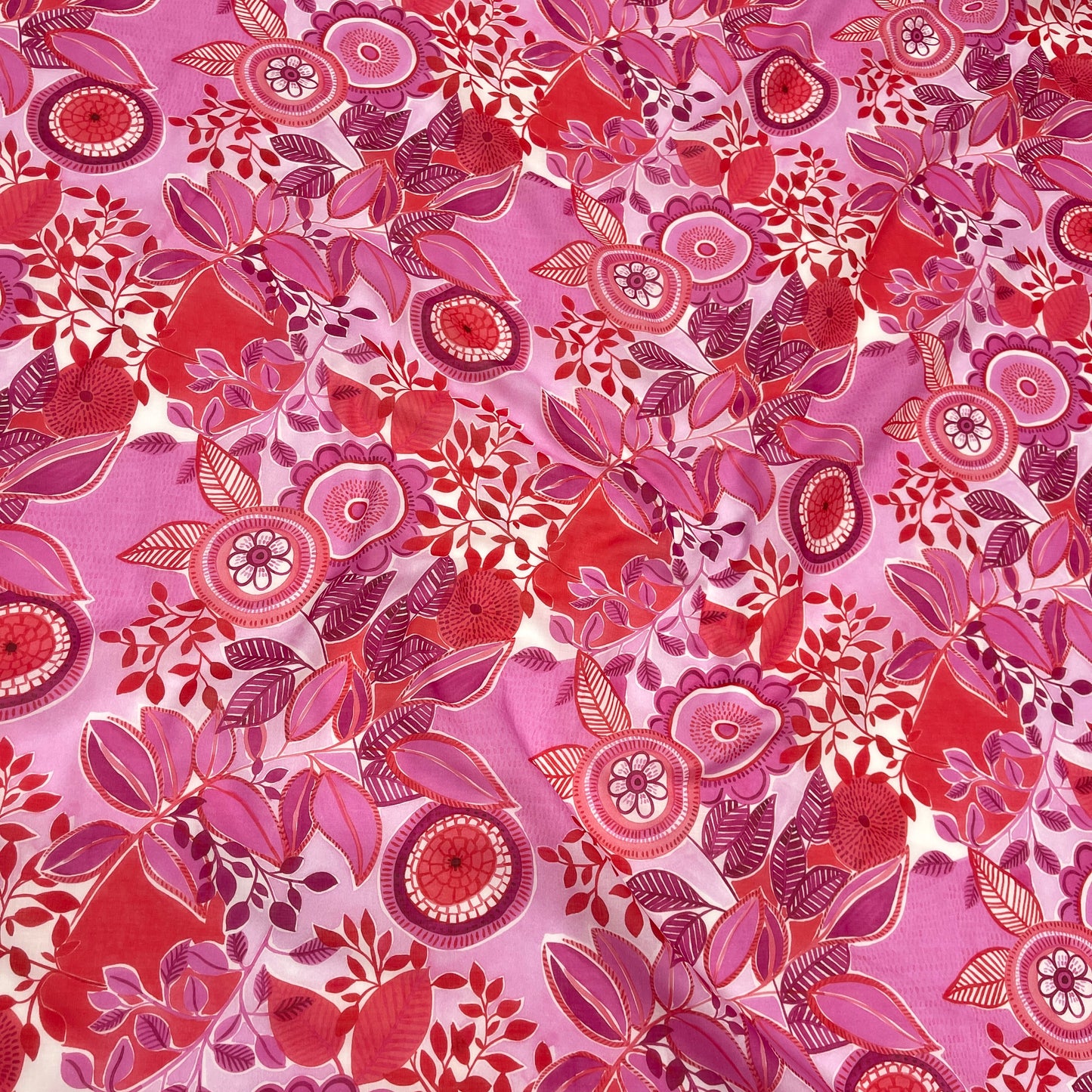 Cotone Leggero Floreale Rosa