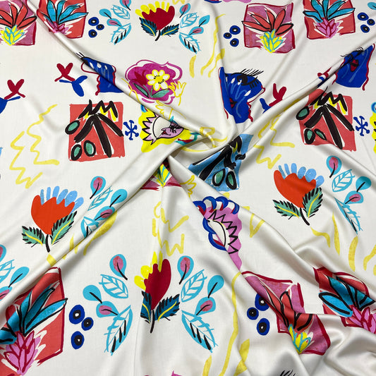 Viscosa Satin Stampata – Fantasia Artistica Multicolor