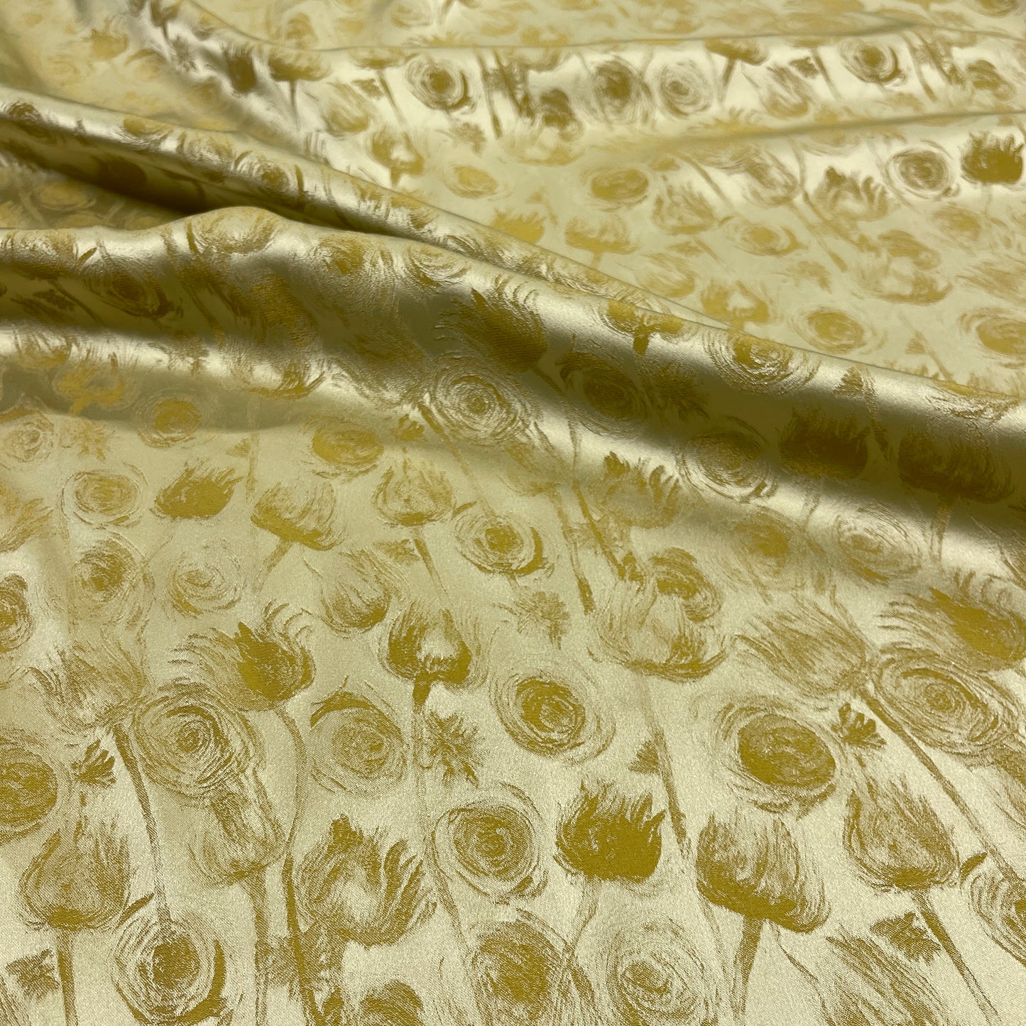 Cady Viscosa Jacquard Satinato Floreale Verde