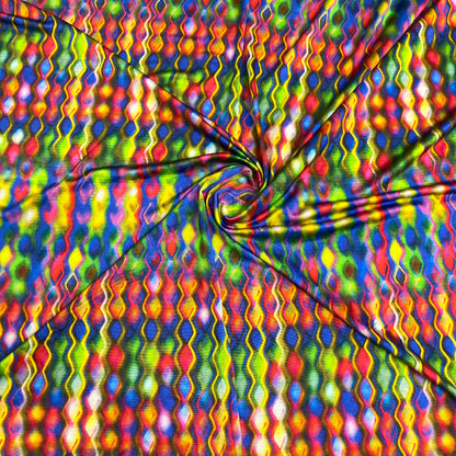 Jersey di Viscosa Fantasia Geometrica Multicolor