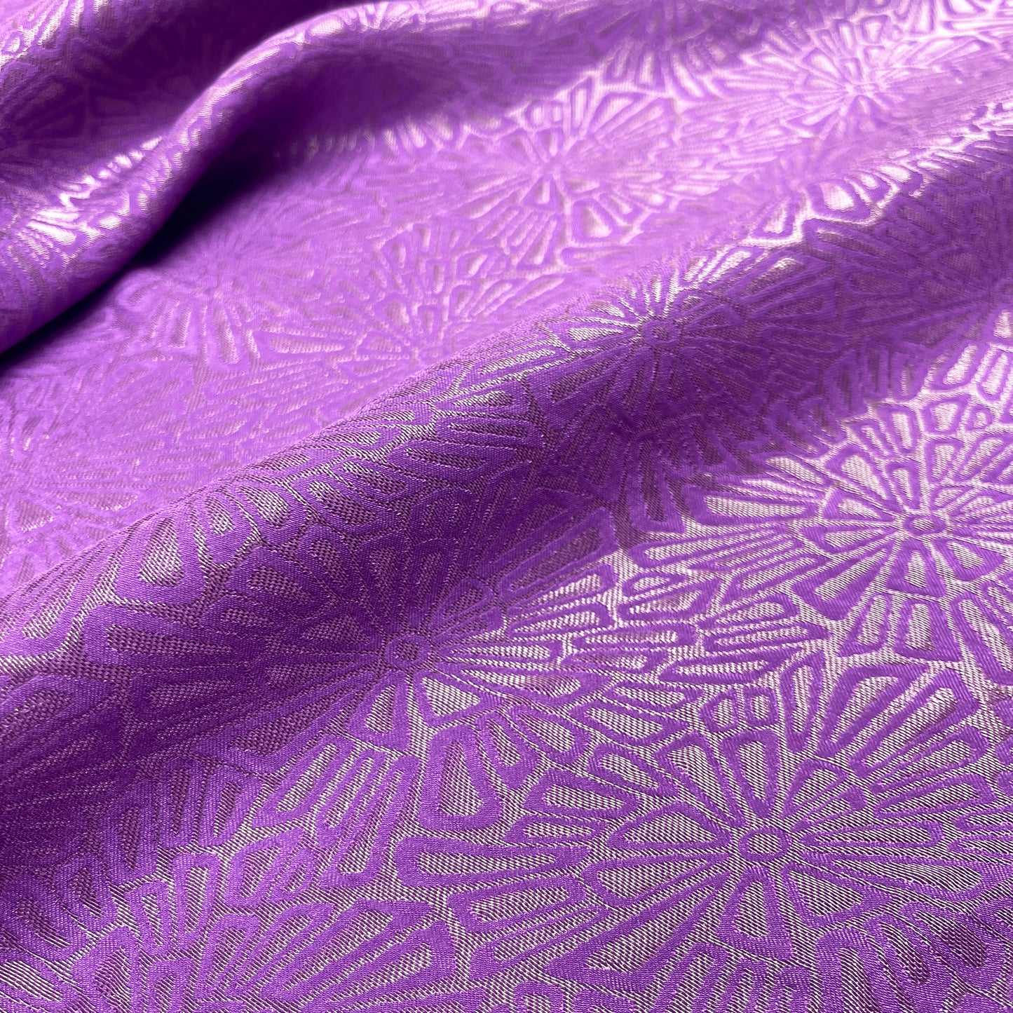 Jacquard Seta Lamé - Fiori Geometrici Viola