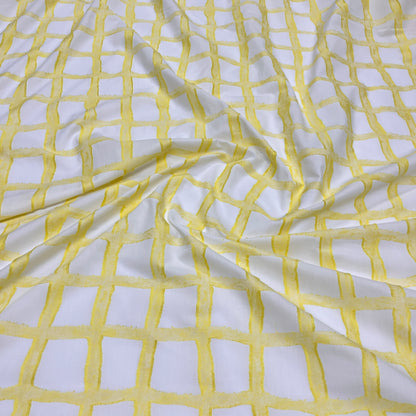 Cotone Jacquard Geometrico Effetto Griglia