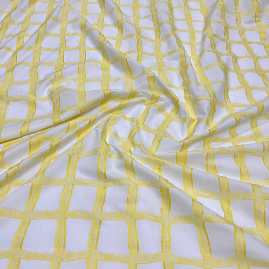 Cotone Jacquard Geometrico Effetto Griglia