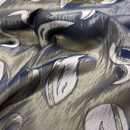 Jacquard Seta Lamé - Blu e Oro Astratto