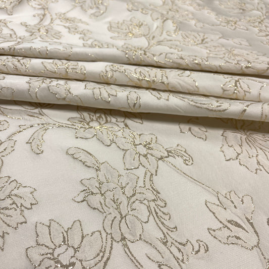Jacquard floreale luminoso – Bianco  Oro