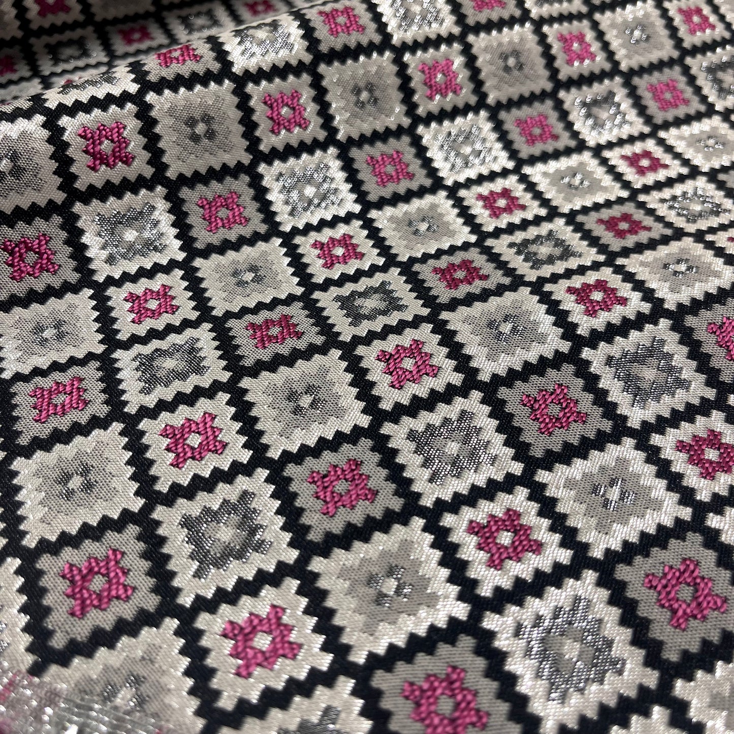Geometric jacquard - black, grey, and fuchsia