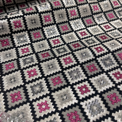Geometric jacquard - black, grey, and fuchsia