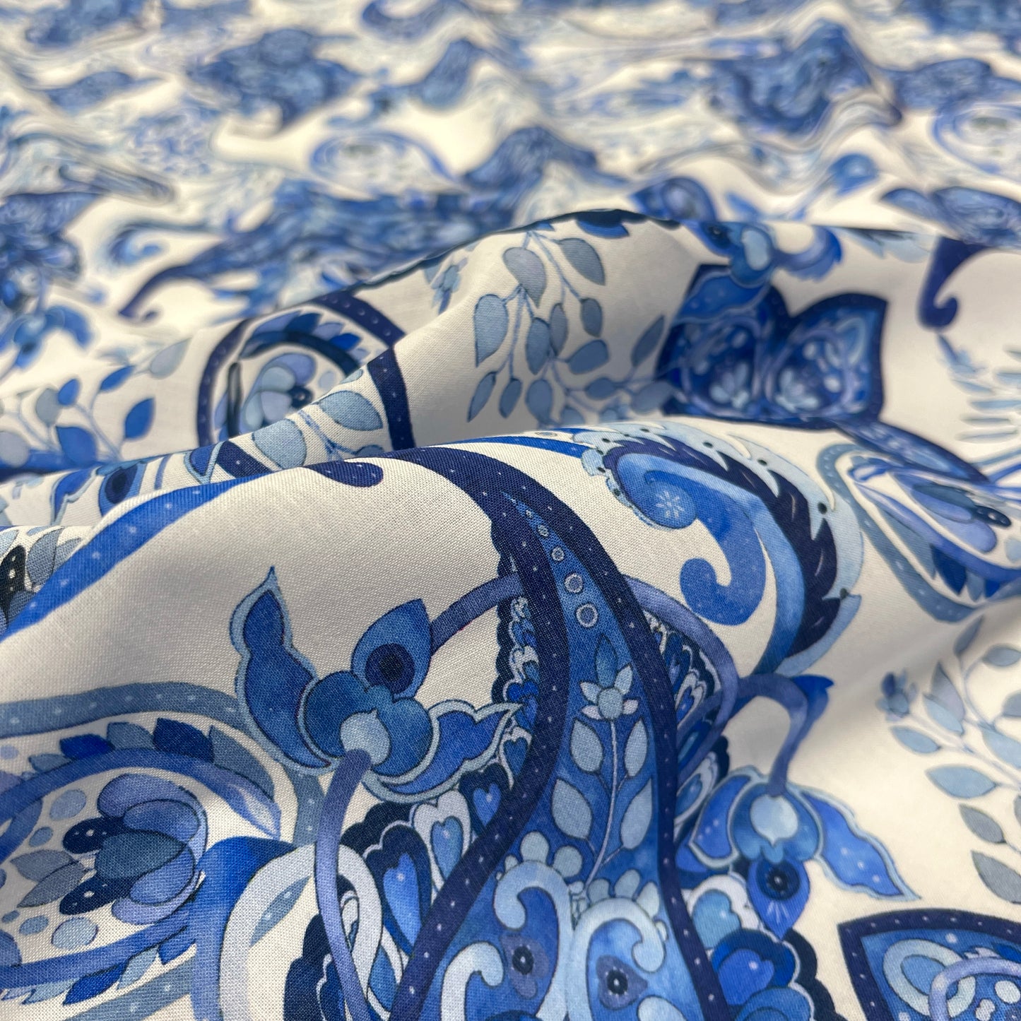 Cotone Leggero Paisley Blu