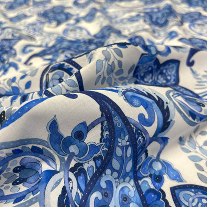 Cotone Leggero Paisley Blu