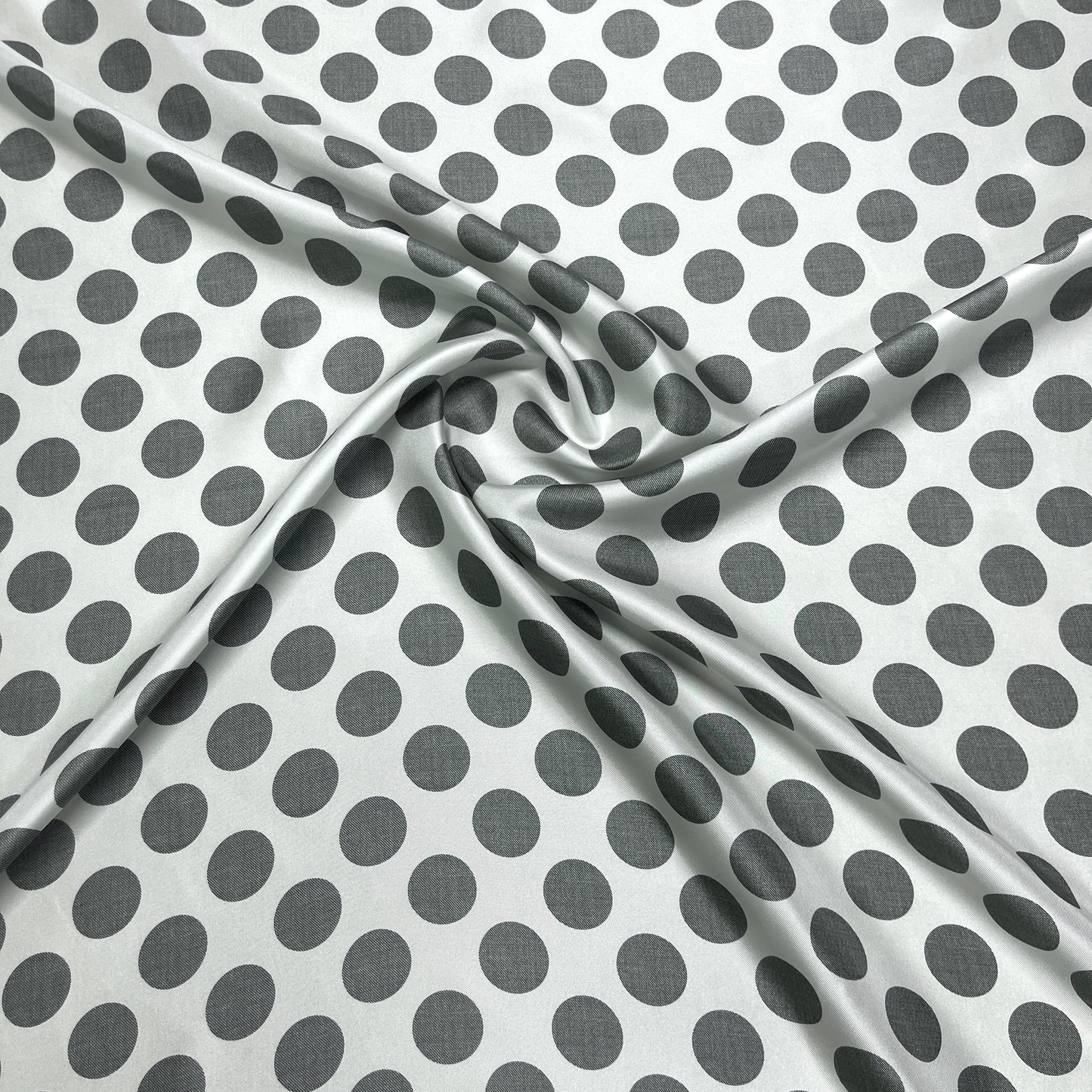 Mother-of-Pearl Grey Polka Dot Silk Twill