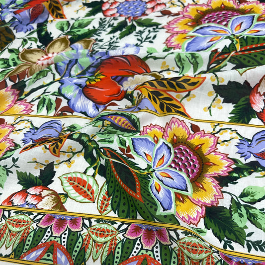Cotton Muslin Panel with Floral Border – 140 × 110 cm