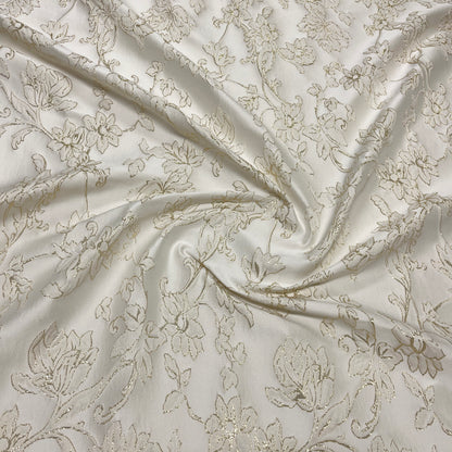 Shimmering Floral Jacquard – White Gold
