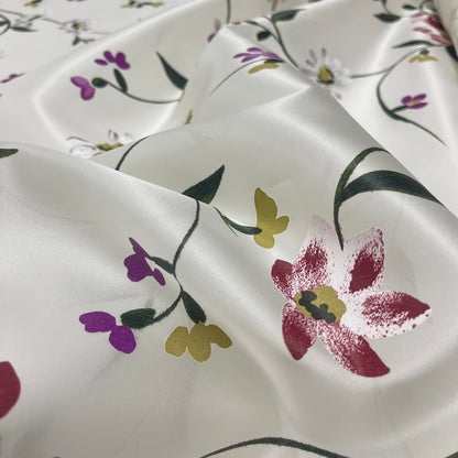 Doppia Organza di Seta - Floreale Effetto Dipinto a Mano