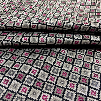 Geometric jacquard - black, grey, and fuchsia