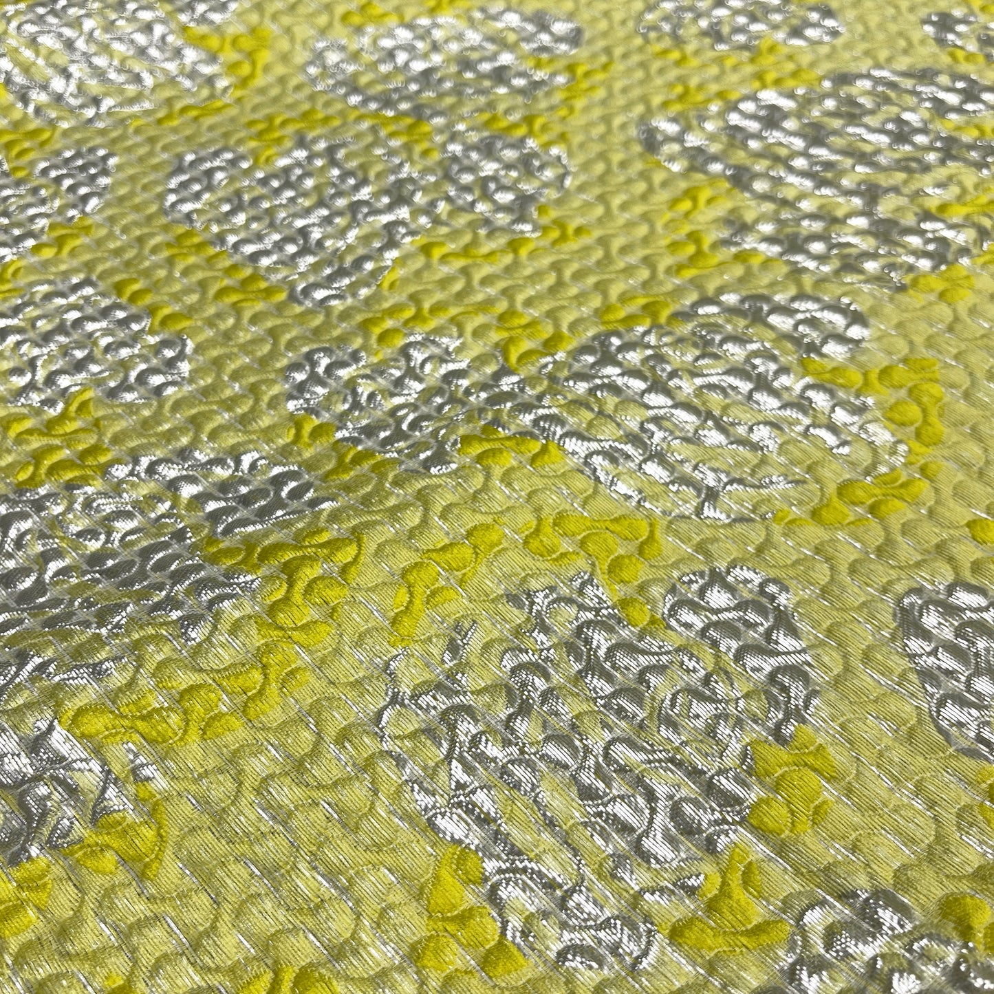Jacquard Misto Seta - Giallo Lime e Argento