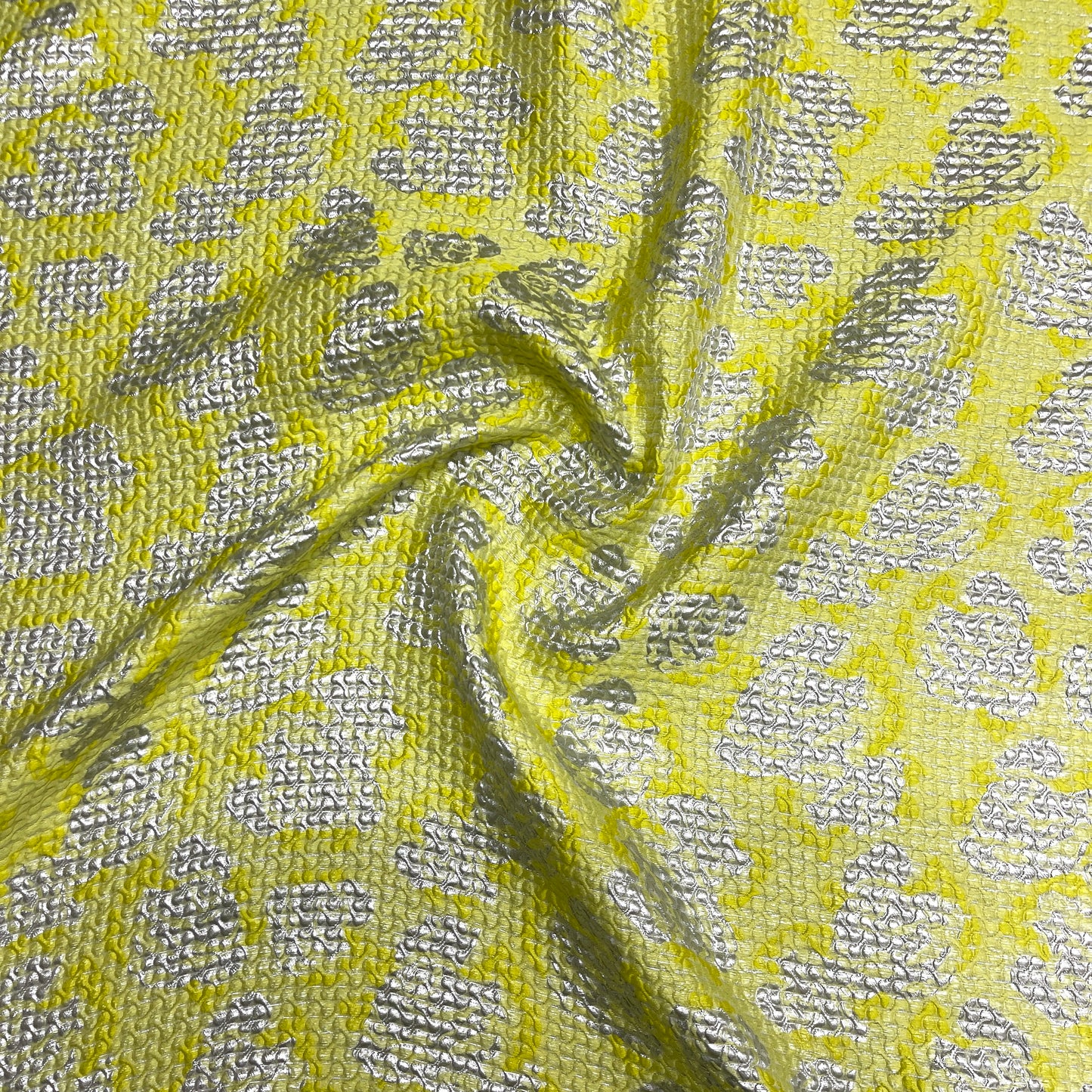 Jacquard Misto Seta - Giallo Lime e Argento