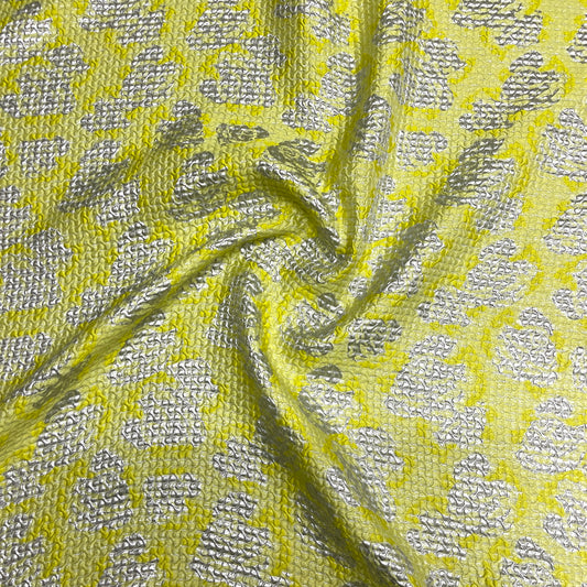 Silk Blend Jacquard - Lime Green and Silver