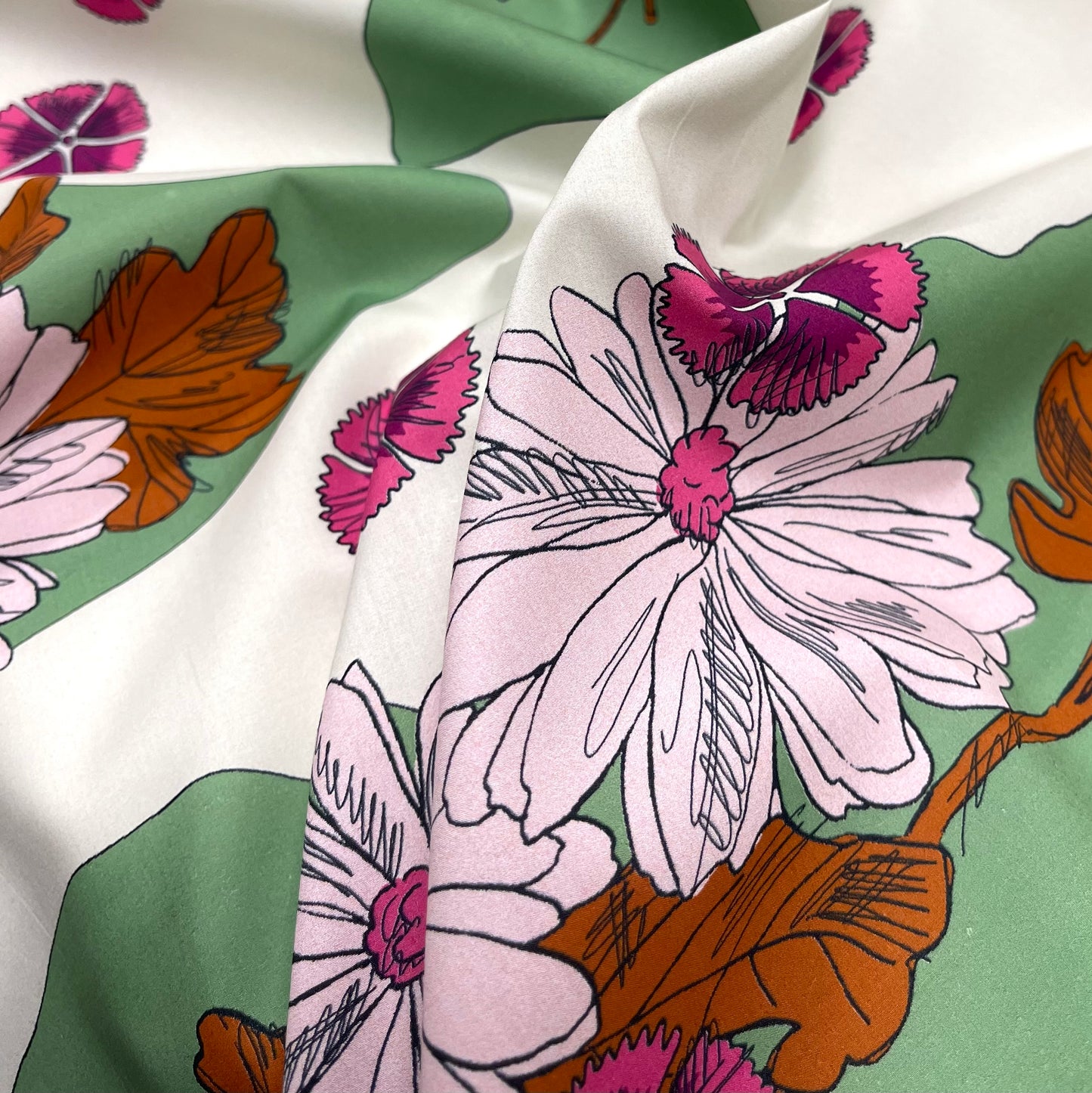 Cotone Popeline Fiori Multicolore
