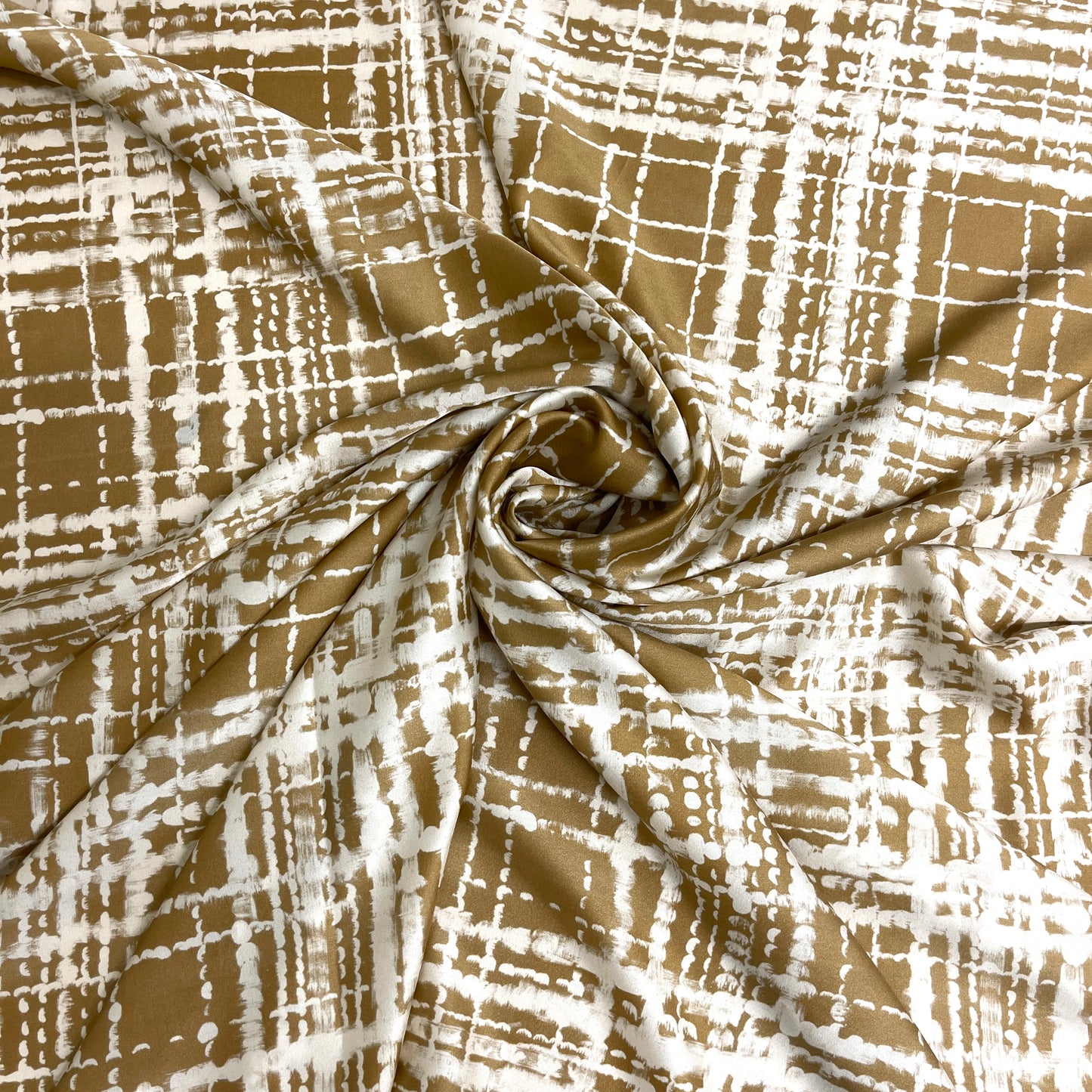 Raso di Seta Elasticizzato Fantasia Geometrica Beige – 3,20 × 1,40 m