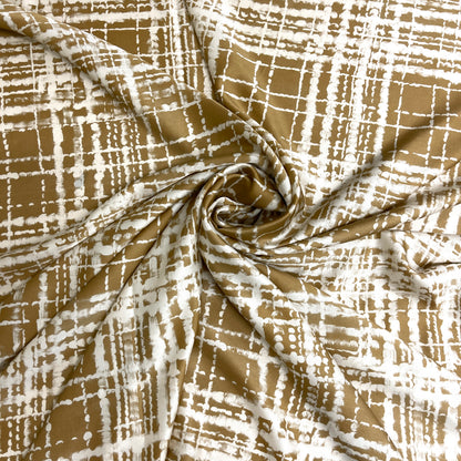 Raso di Seta Elasticizzato Fantasia Geometrica Beige – 3,20 × 1,40 m