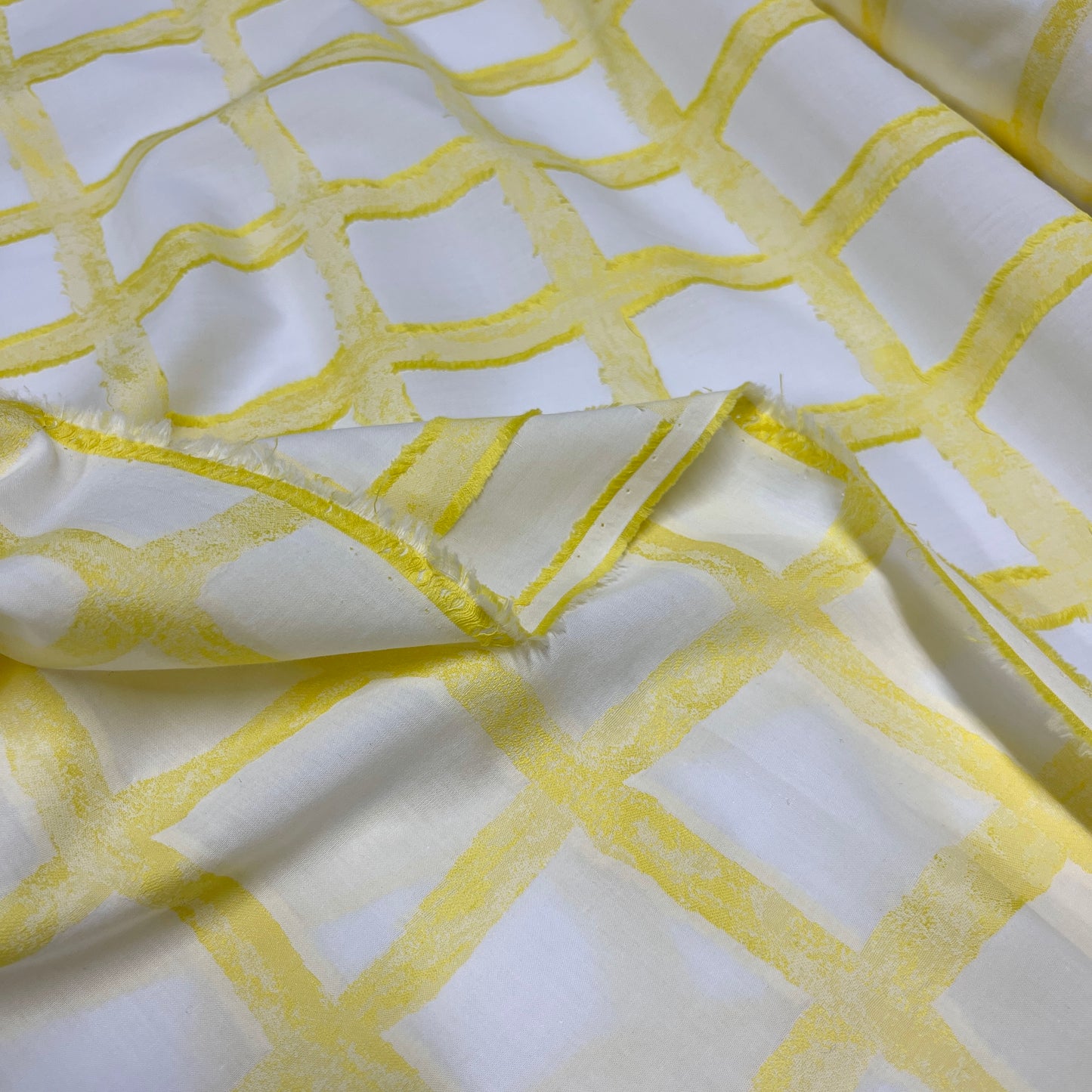Cotone Jacquard Geometrico Effetto Griglia