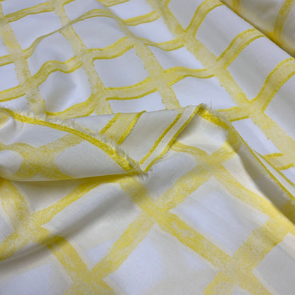 Cotone Jacquard Geometrico Effetto Griglia