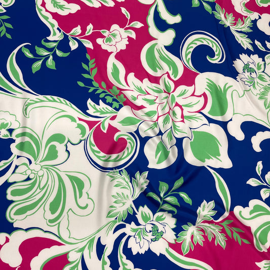 Fuchsia Floral Silk Twill
