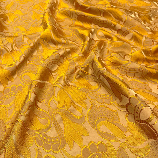 Jacquard Viscosa Acetato - Oro Fiori Barocco